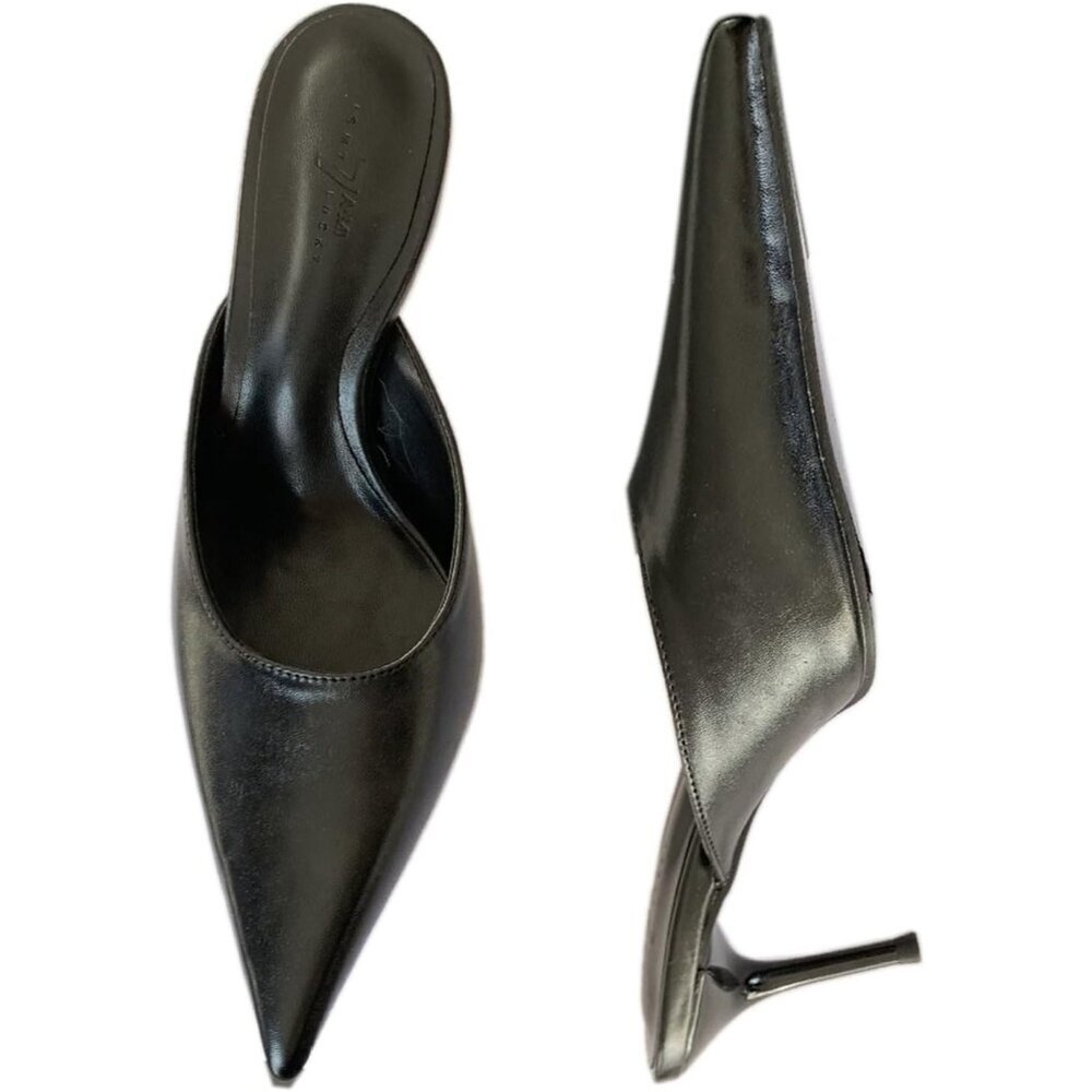Women's Black Patent Leather Stiletto Pumps Pointed Closed Toe Heel Sandals